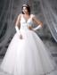 Jefferson Iowa Appliques With Beading Hand Made Flowers A-line Tulle Floor-length 2013 Wedding Dress For Lovely Style