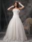 Exquisite A-line Strapless Floor-length Organza and Lace Beading Wedding Dress