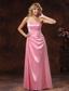 Rose Pink Elastic Woven Satin Strapless Prom Dress