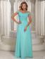 Simple Aque Blue Off The Shoulder Ruched Bodice Customize Prom Dress With Beading Chiffon 2013