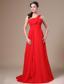 One Shoulder For Prom Dress With Ruch Chiffon and Brush Train