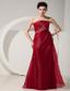 Wine Red Empire Strapless Floor-length Organza Beading Prom Dress