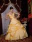 Gold A-line Strapless Floor-length Tafftea Beading Prom / Evening Dress