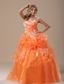 Michigan Appliques Decorate Up Bodice Orange With Hand Made Flowers Floor-length For 2013 prom / Pageant Dress