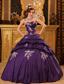 Purple Ball Gown Sweetheart Floor-length Taffeta Beading and AppliquesQuinceanera Dress