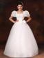 Bubble Sleeve Square Neck A-Line Bowknot Wedding Dress For 2013 Custom Made