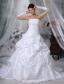 Elegant A-line Strapless Court Train Taffeta Appliques and Handle Flowers Wedding Dress