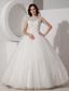 Luxurious Ball Gown High-neck Floor-length Sequined and Lace Wedding Dress