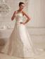 Satin Embroidery Over Bodice A-line Wedding Dress With Court Train