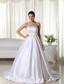Cheap A-line Strapless Court Train Satin Wedding Dress