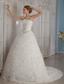 Exquisite A-Line / Princess Strapless Chapel Train Rolling Flowers Beading Wedding Dress