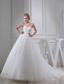 Appliques With Lace Sweetheart Ball Gown Chapel Train Wedding Dress