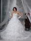 Washington Iowa Beaded and Appliques Decorate Bust Hand Made Flowers Pick-ups Organza Chapel Train Wedding Dress For 2013