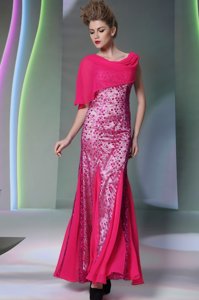 Top Selling Mermaid Red Tulle Zipper Scoop Sleeveless Floor Length Prom Dresses Beading