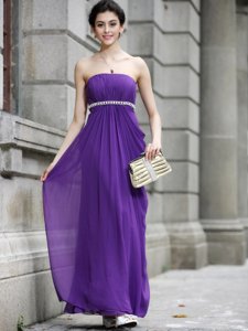 Classical Lavender Column/Sheath Beading Dress for Prom Zipper Chiffon Sleeveless Ankle Length