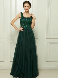 On Sale With Train Zipper Mother Of The Bride Dress Dark Green and In for Prom and Party with Beading Sweep Train