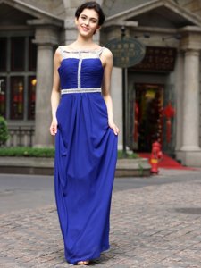 Modest Royal Blue Sleeveless Chiffon Zipper Prom Gown for Prom and Party