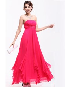 Glamorous Coral Red Prom Dresses Prom and Party and For with Beading and Ruching Strapless Sleeveless Zipper