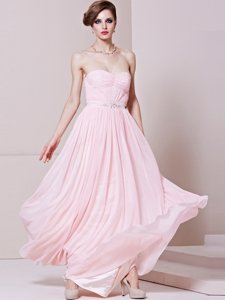Free and Easy Beading Prom Dress Baby Pink Zipper Sleeveless Floor Length