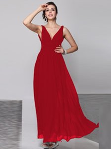 Dramatic Sleeveless Floor Length Beading Backless Junior Homecoming Dress with Wine Red