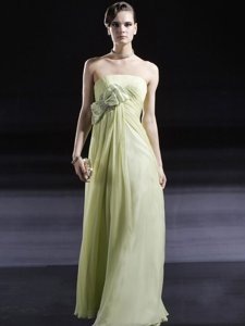 Yellow Green Homecoming Dress Online Prom and Party and For with Ruching and Bowknot Strapless Sleeveless Side Zipper