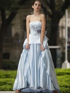 Comfortable Silver Sleeveless Appliques and Bowknot Floor Length Military Ball Gown