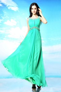Discount Turquoise Backless Scoop Beading Homecoming Dress Chiffon Sleeveless