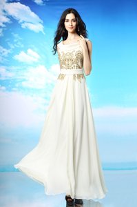 Sophisticated Scoop Sleeveless Beading and Ruching Side Zipper Prom Dress