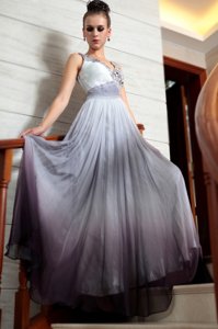 Ideal Multi-color Side Zipper Prom Evening Gown Beading and Appliques and Ruching Sleeveless Floor Length