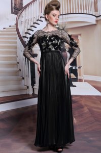 Black Clasp Handle Asymmetric Appliques and Sequins Prom Dress Chiffon 3|4 Length Sleeve