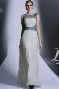 Designer Empire Prom Gown White Bateau Chiffon Sleeveless Floor Length Zipper