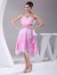 Hand Made Flowers Ombre Fabric Asymmetrical Sweetheart 2013 Prom Dress