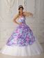 Multi-color A-line Sweetheart Floor-length Tulle Appliques Quinceanera Dress