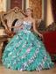 Multi-color Ball Gown Sweetheart Floor-length Organza Printing Quinceanera Dress