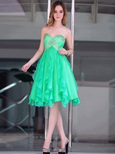Beading Dress for Prom Green Zipper Sleeveless Floor Length