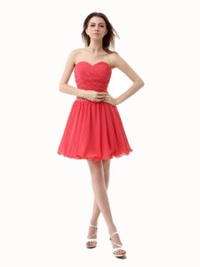 Mini Length A-line Sleeveless Watermelon Red Homecoming Dresses Zipper