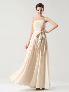 New Style Floor Length Champagne Homecoming Dress Online Strapless Sleeveless Zipper