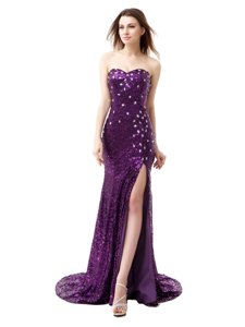 Amazing Mermaid Burgundy Sleeveless Floor Length Beading and Ruffles Side Zipper Dress for Prom