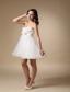 White A-line Sweetheart Mini-length Taffeta and Organza Hand Made Flowers Prom Dress