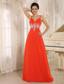 2013 Red New Style In Akron Arkansas Prom Celebrity Dress With Spaghetti Straps Appliques Decorate Waist