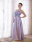 Lilac Empire Straps Floor-length Tulle and Taffeta Beading Prom Dress