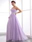 Lavender Empire Strapless Floor-length Chiffon Beading Prom Dress