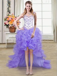 High Quality Straps Straps Sleeveless Beading and Ruffles Lace Up Club Wear