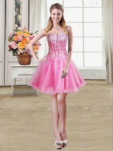 Fancy Sequins Sweetheart Sleeveless Lace Up Homecoming Dress Multi-color Organza