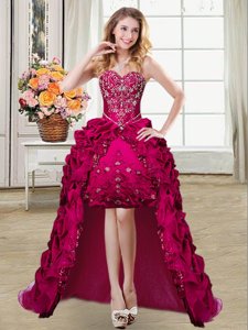 Luxurious Sweetheart Sleeveless Organza and Taffeta Cocktail Dresses Pick Ups Lace Up