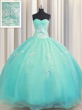 Zipper Up Organza Sleeveless Floor Length Quinceanera Dresses and Beading and Appliques