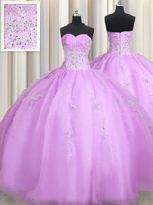 Exquisite Floor Length Ball Gowns Sleeveless Lavender Sweet 16 Dresses Zipper