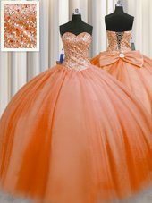 Lovely Puffy Skirt Tulle Sleeveless Floor Length 15 Quinceanera Dress and Beading