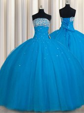 New Arrival Really Puffy Sleeveless Beading and Sequins Lace Up Sweet 16 Dresses
