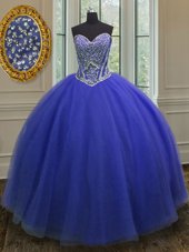 Great Sleeveless Lace Up Floor Length Beading Quince Ball Gowns